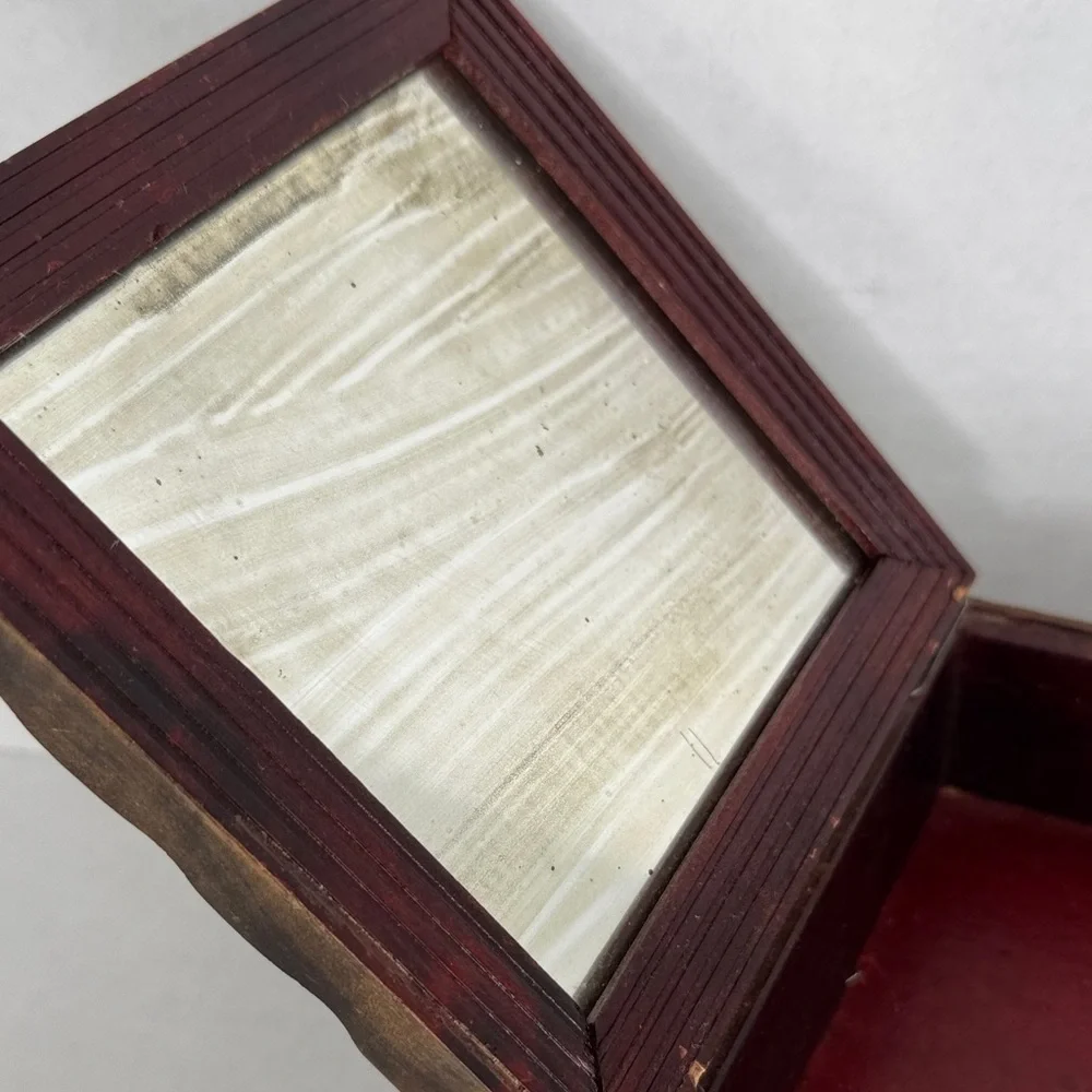 Antique Floral Framed Mirrored Dresser Box